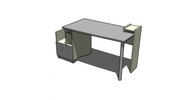 桌椅灰色不规则组合su模型_图1