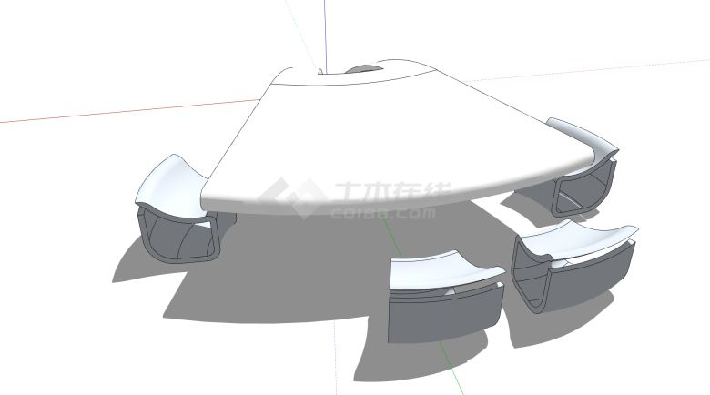 悬挑创意造型桌椅组合su模型-图一