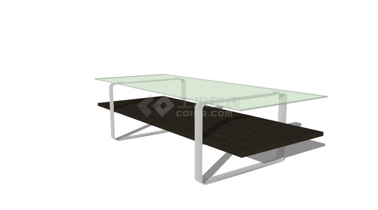 下层黑色板上层玻璃面板创意方桌su模型-图二