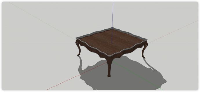 实木波浪形桌边餐桌su模型_图1