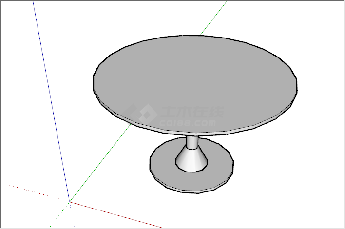 现代简约白色小型圆桌su模型-图二