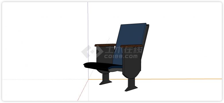 固定式斜靠背软坐垫桌椅su模型-图二