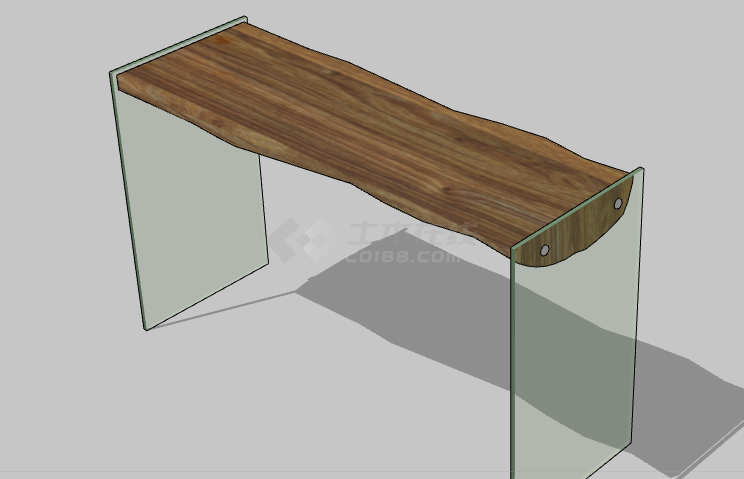 木制玻璃办公室桌子su模型-图一