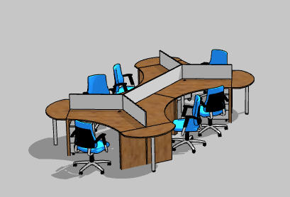 木制不规则办公室桌子 su模型-图二