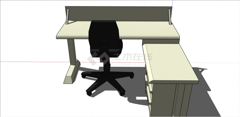 白色可办公可放物桌su模型-图二
