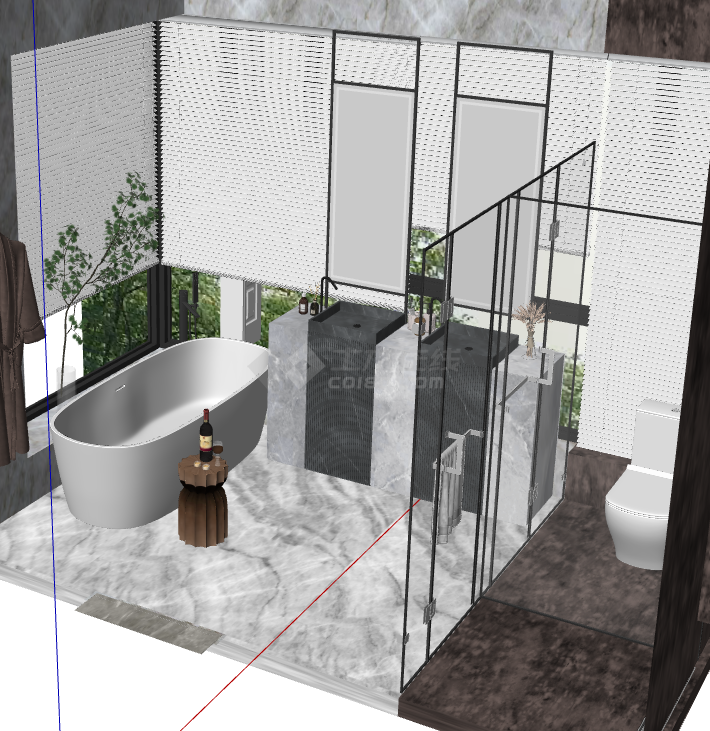 现代家居卫生间 浴缸su模型-图二
