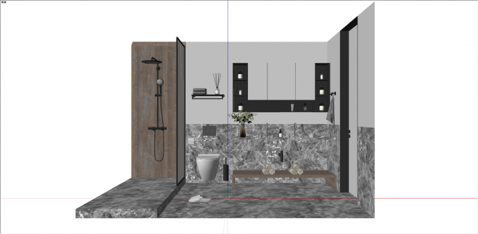 现代家居洗手台组合卫生间su模型_图1