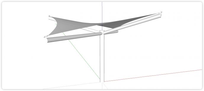 钢管结构白色天幕张拉膜su模型_图1