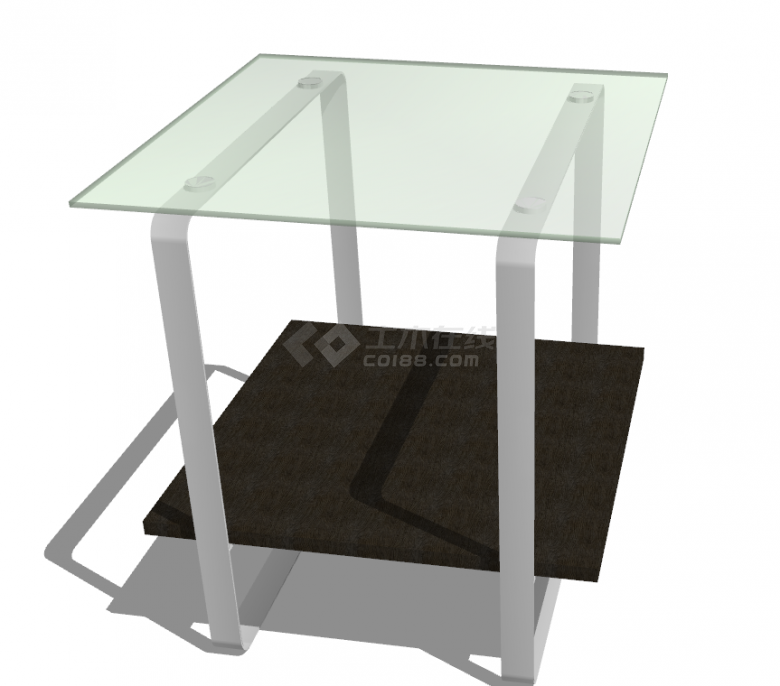 现代玻璃桌面铁架的桌子su模型-图二