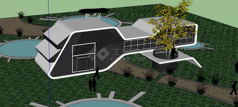 白色新式别墅概念设计方案su模型-图二