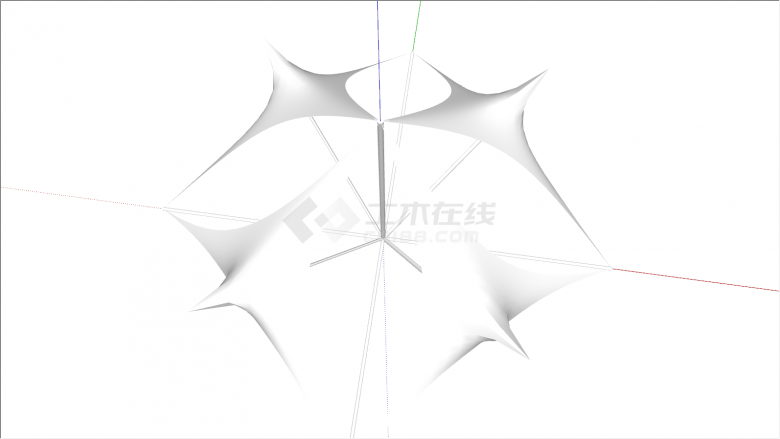 白色三角尖形张拉膜su模型-图二