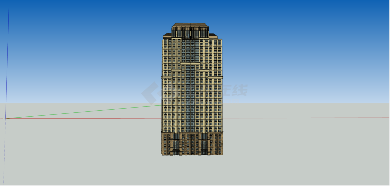 现代独栋双拼高层住宅su模型-图一