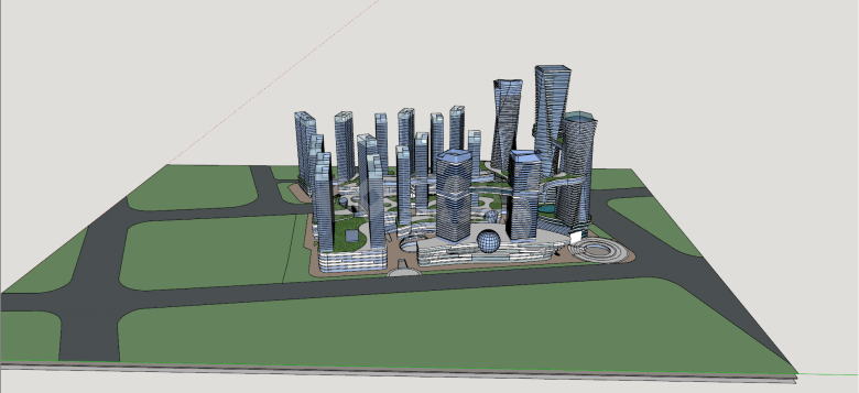 城市干道和商业街城市设计SU模型-图一
