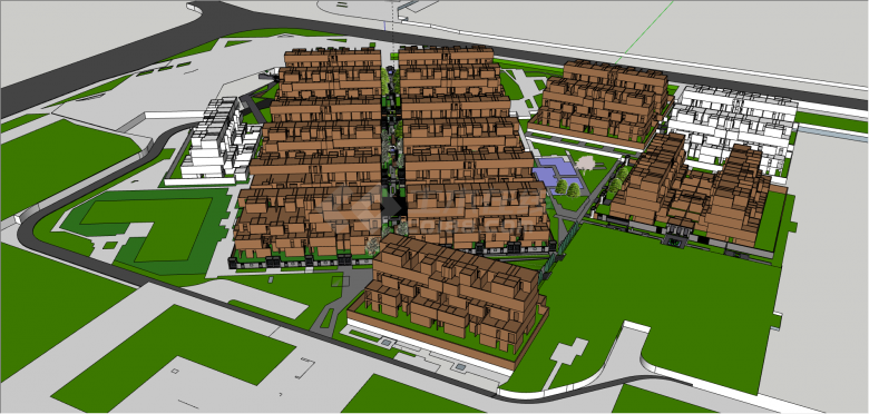 中式完整小区建筑设计su模型-图二