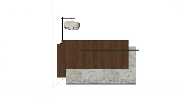  大理石柜体木质半装饰带台灯前台接待su模型_图1