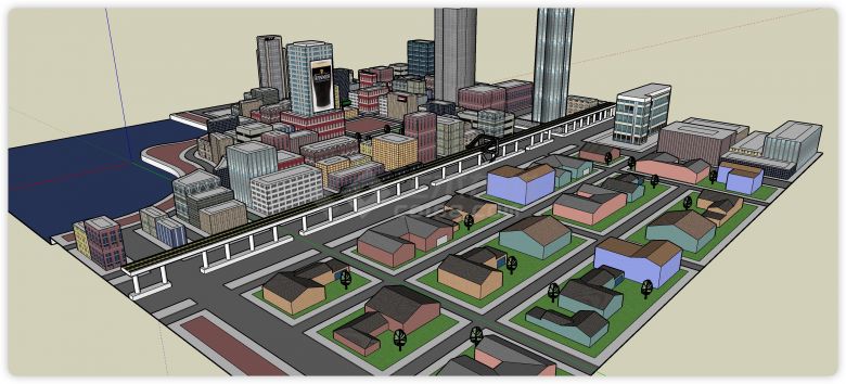 城市规划商业综合体建筑su模型-图一