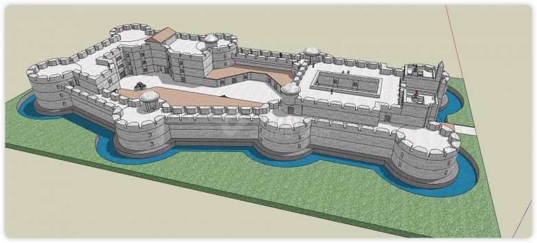 古堡碉堡城市规划商业综合体建筑su模型-图二
