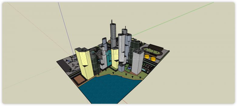 机场商业区城市规划商业综合体建筑su模型-图二