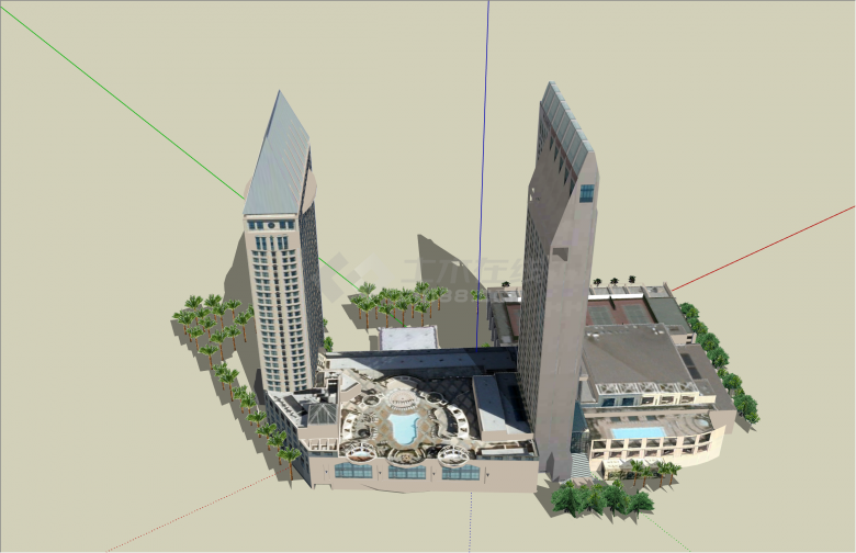 精美欧式城市规划商业综合体建筑su模型-图二