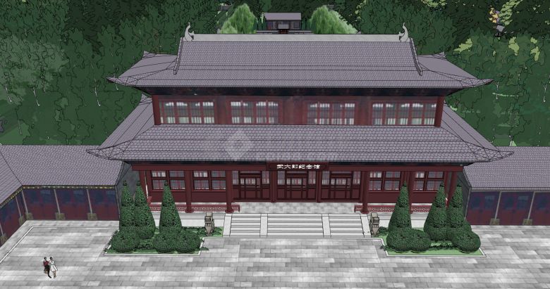 中式园林景观中式亭子公园景观建筑小品su模型-图二