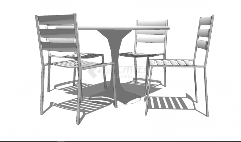 不锈钢四人桌椅组合su模型-图一