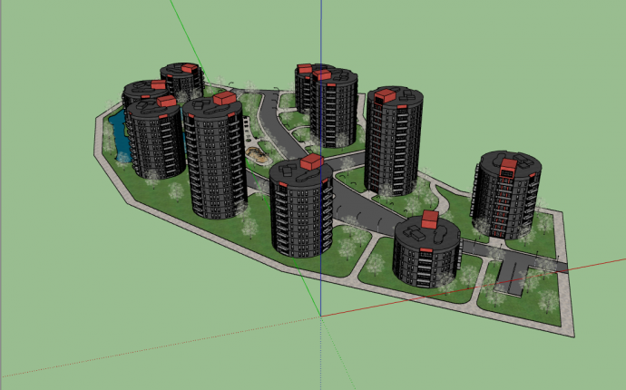 小区居住区规划建筑su模型 _图1