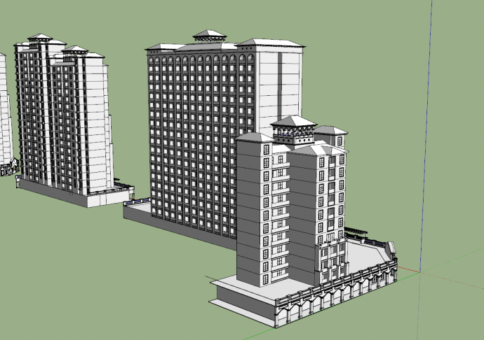 高档大型高层电梯住宅小区规划建筑方案su模型_图1