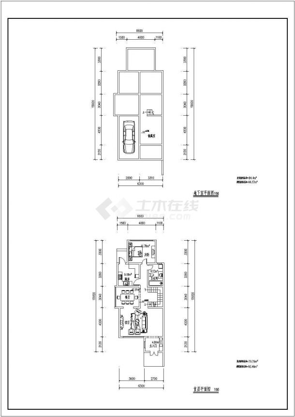 经典双拼别墅户细节示意图-图一