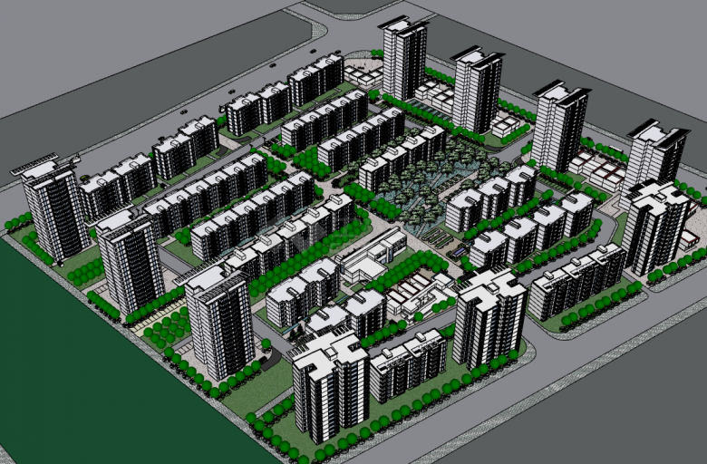 大型高层小区住户构造su模型-图二