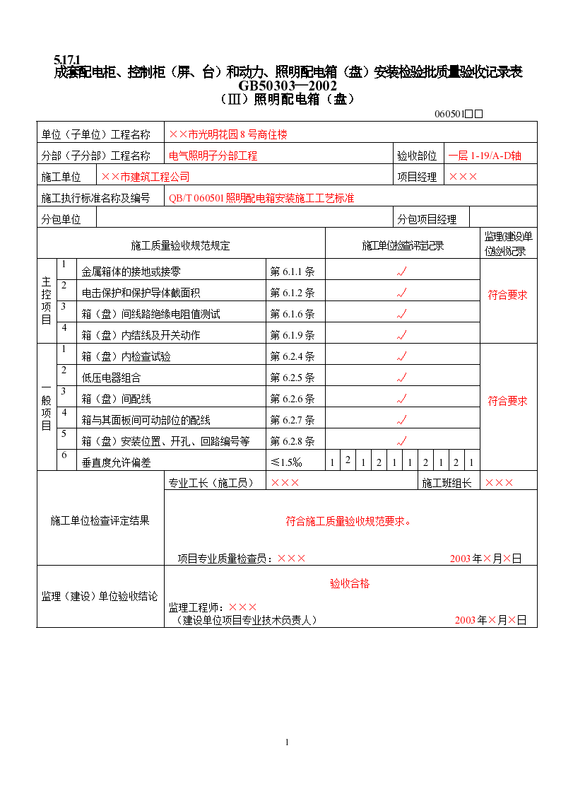 建筑电气工程质量验收表施工方案-图一