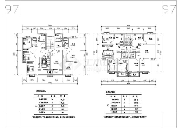 某多层建筑户型设计施工平面设计图纸-图一