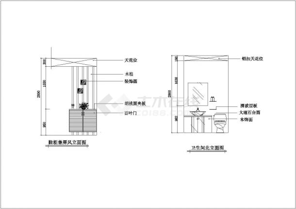 青岛市某100平室内家居装潢CAD布置图-图一