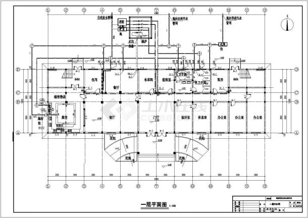 建筑给排水毕业设计某5层招待所给水排水热水消防图纸-图二