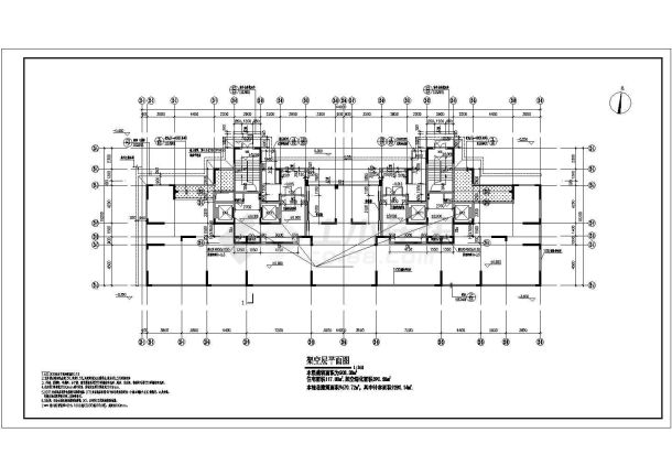 青岛市某经典小区一栋高层建筑施工CAD布置图-图一