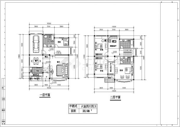 五种经典别墅建筑户型设计方案图纸-图二