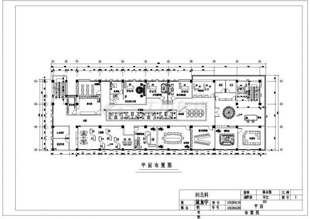 青岛市某经典办公空间设计房地产公司CAD布置图-图一