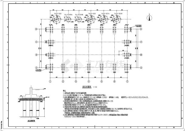 某单层厂房结构图（梯形屋架+无吊车+水泥搅拌桩地基处理）-图二