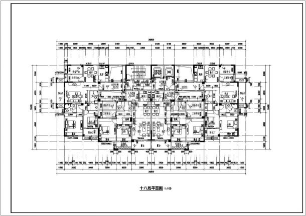某18层居民住宅建筑设计CAD布置图-图二
