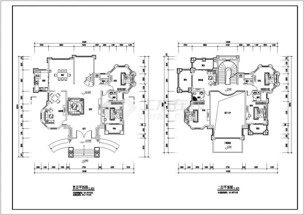 某小区别墅平面设计施工CAD参考图-图一