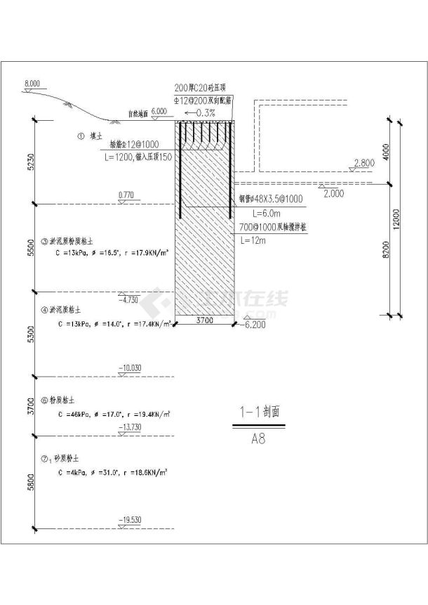 某地大型水电站基坑重力坝围护图纸-图二