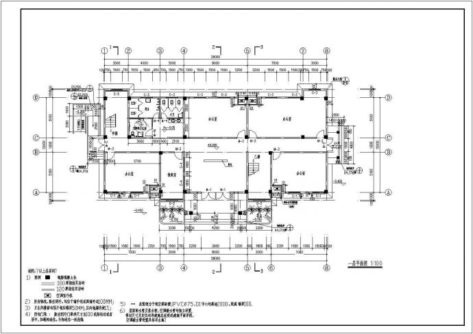 某多层办公楼建筑CAD示意图_图1
