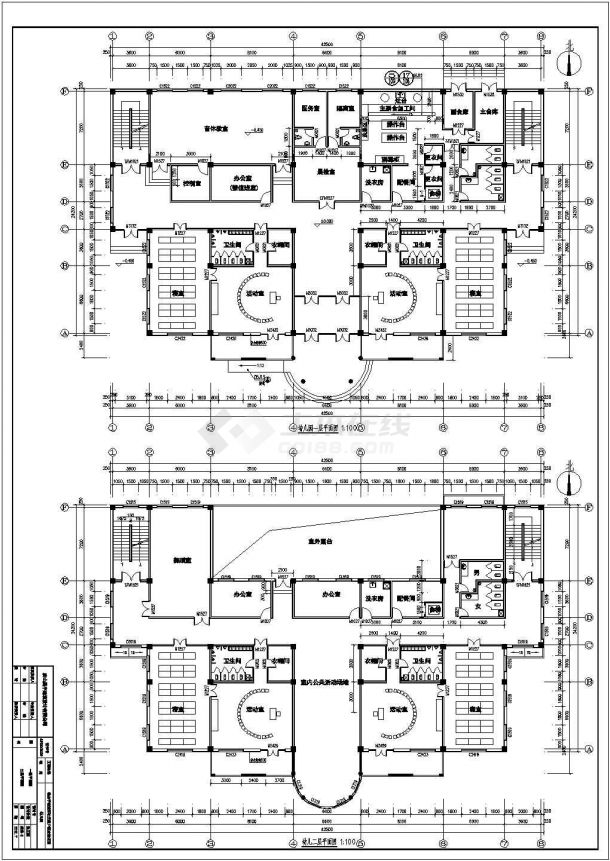 某三层幼儿园建筑CAD参考图-图二