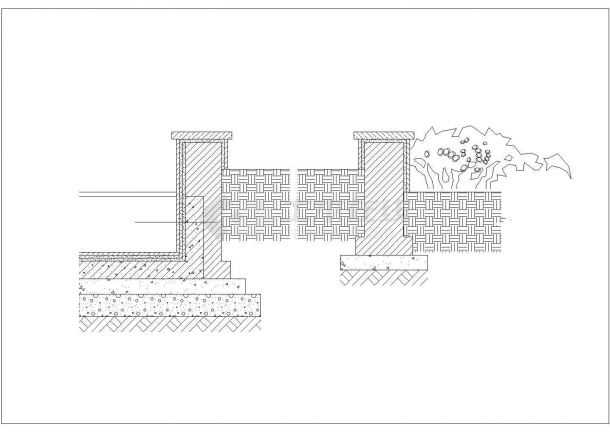 某小区内弧形吐水景墙设计施工详图-图一