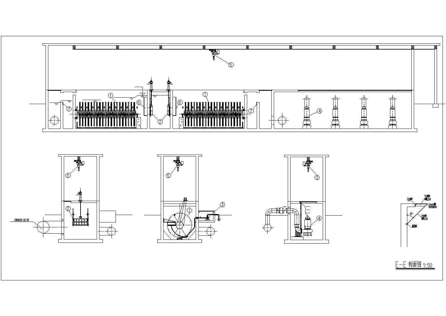 转盘滤池及提升泵房的配置图