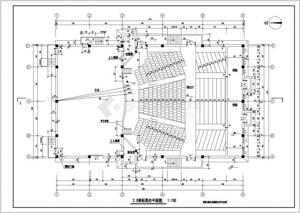 某框架结构小型剧场建筑施工设计图-图一
