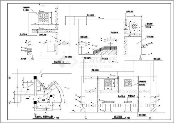 某框架结构小型剧场建筑施工设计图-图二