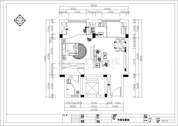 欧式风格户型装修施工CAD布置图-图二