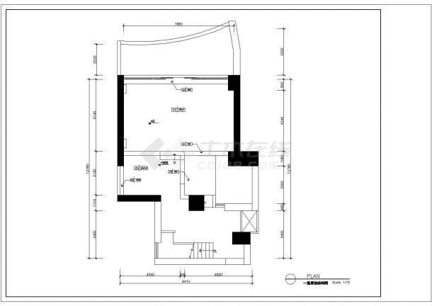 欧式风格三层别墅样板间室内装修施工图，含效果图-图二