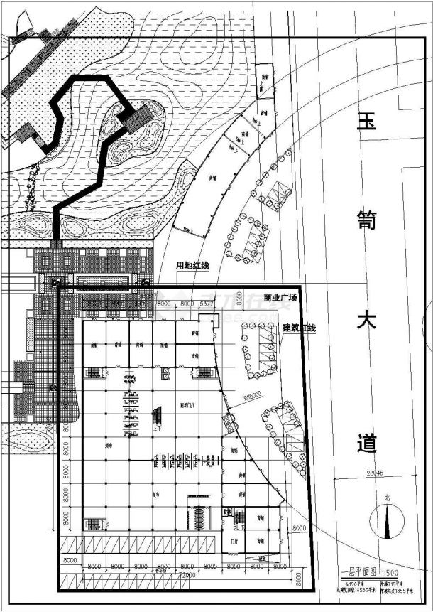 江西某县购物中心建筑平面设计方案及效果图-图二