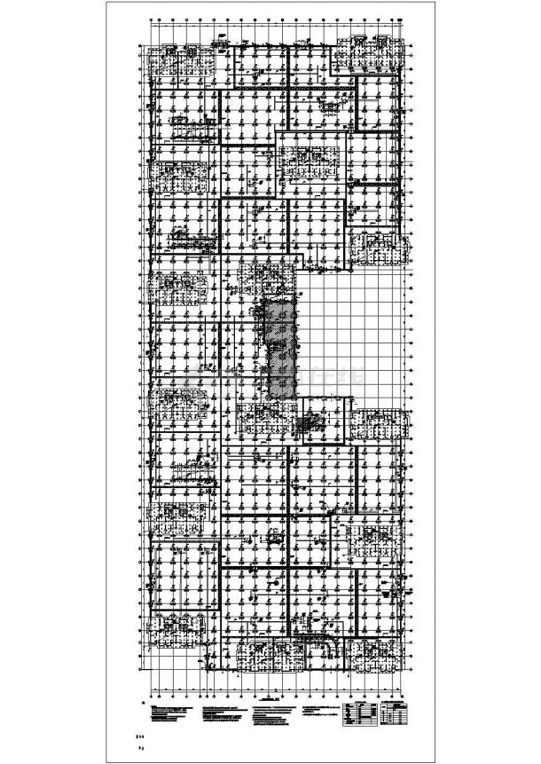 某小区住宅楼400m超长地下室多塔大底盘结构施工图-图一